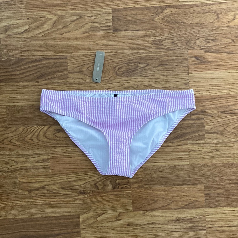 J.Crew Lavender/White Seersucker Swim Bottom | size L
